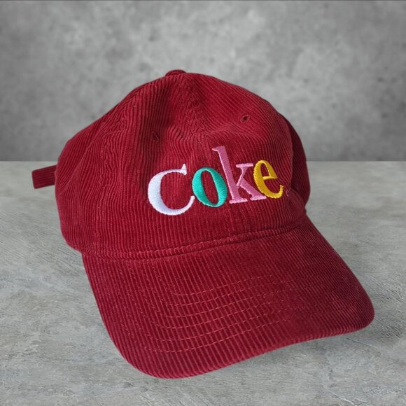 Retro 'Coke' Coca-Cola burgundy strapback hat - Picture 1 of 3